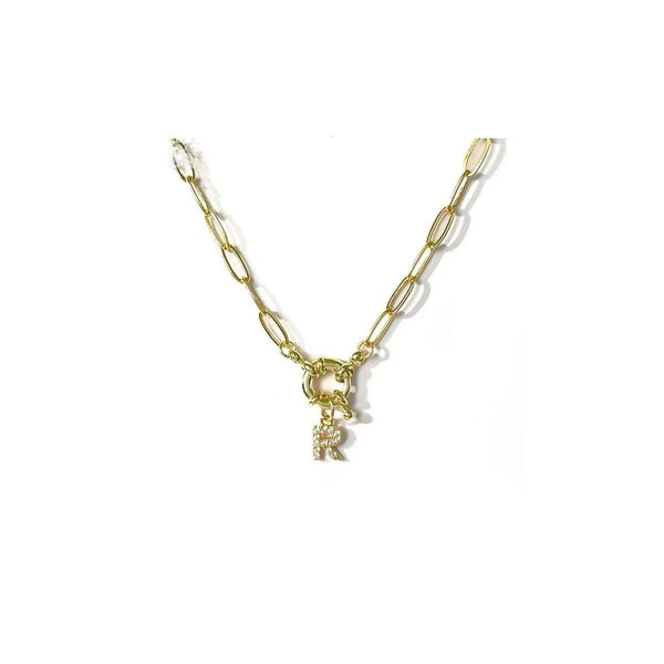 18K STAINLESS STEEL RHINESTONE INITIAL NECKLACE | 40NK9486