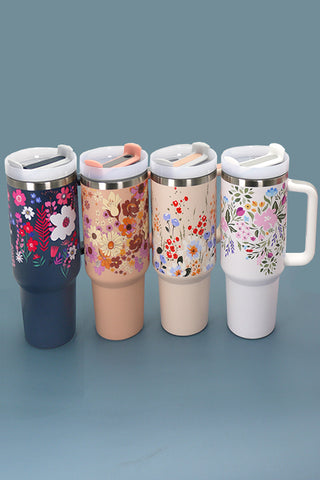 40oz STAINLESS STEEL TUMBLER FLOWERS