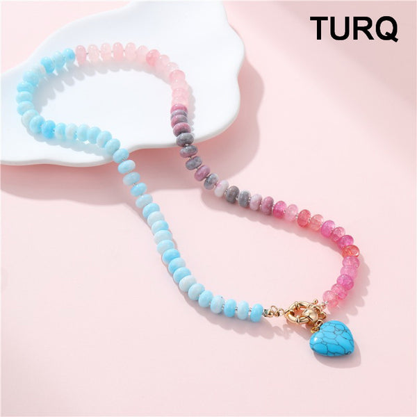 Natural Stone Semi-Precious Glass Mixed Necklace | 40NK9702