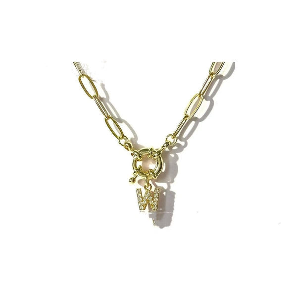 18K STAINLESS STEEL RHINESTONE INITIAL NECKLACE | 40NK9486