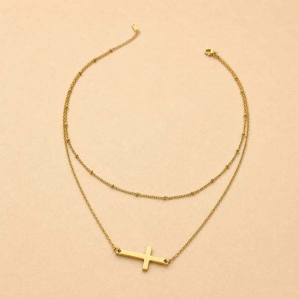 18K STAINLESS STEEL TARNISH FREE CROSS NECKLACE | 40NK9614
