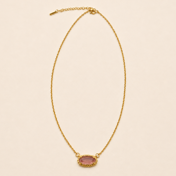 OVAL GEMSTONE CHARM PENDANT NECKLACE | 40NK9661