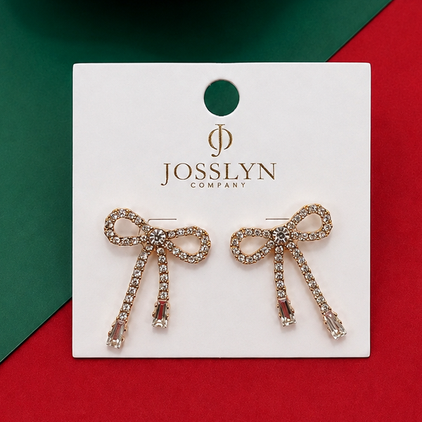 RHINESTONE BOW DROP EARRING | 80E2433