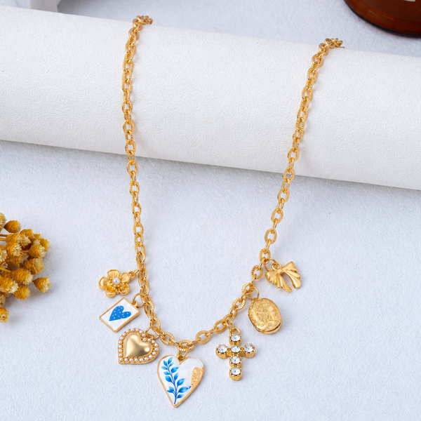 Vintage Coquette Multi-Charm Link Necklace | 80N93423