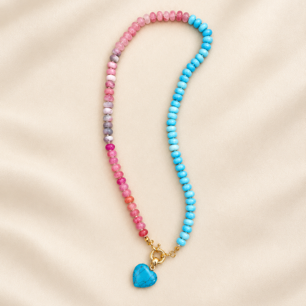 Natural Stone Semi-Precious Glass Mixed Necklace | 40NK9702