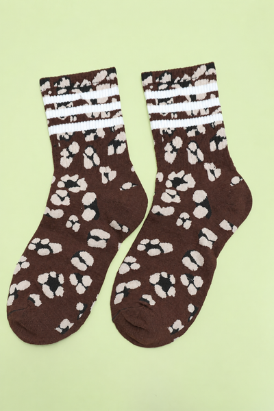 WOMAN ANIMAL LEOPARD HALF CREW THROWBACK SOCKS | 40S02071