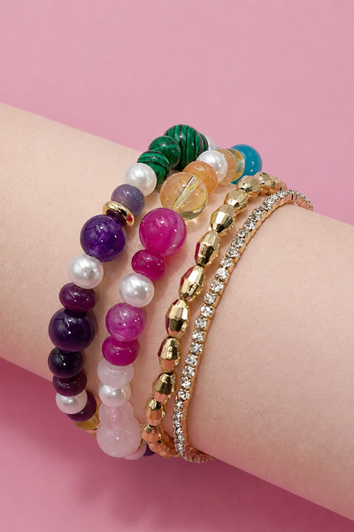 MULTI COLORED GLASS BEADED BRACELET | 40B5216
