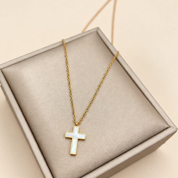 18K STAINLESS STEEL TARNISH FREE CROSS NECKLACE | 40NK9485