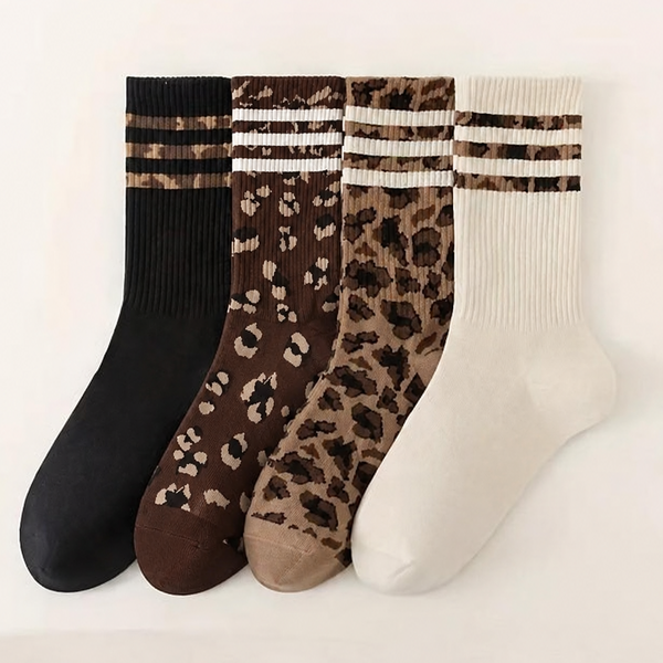 WOMAN ANIMAL LEOPARD HALF CREW THROWBACK SOCKS | 40S02071