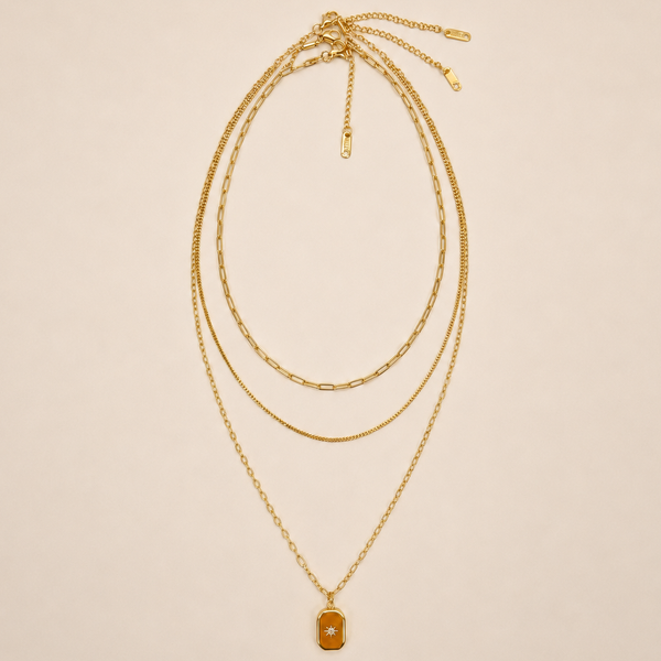 18K STAINLESS STEEL TARNISH FREE LAYERED NECKLACE | 40NK9532