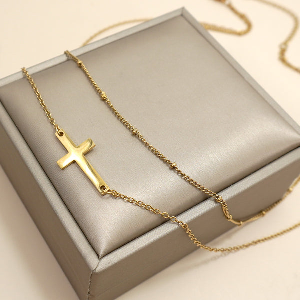 18K STAINLESS STEEL TARNISH FREE CROSS NECKLACE | 40NK9614