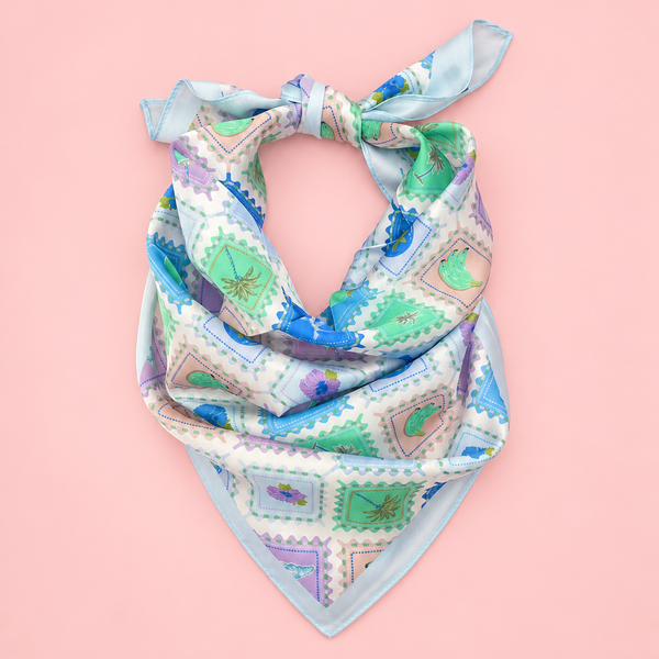 Postal Stamp Lobster Flower Silk Finish Scarf | 40SC731