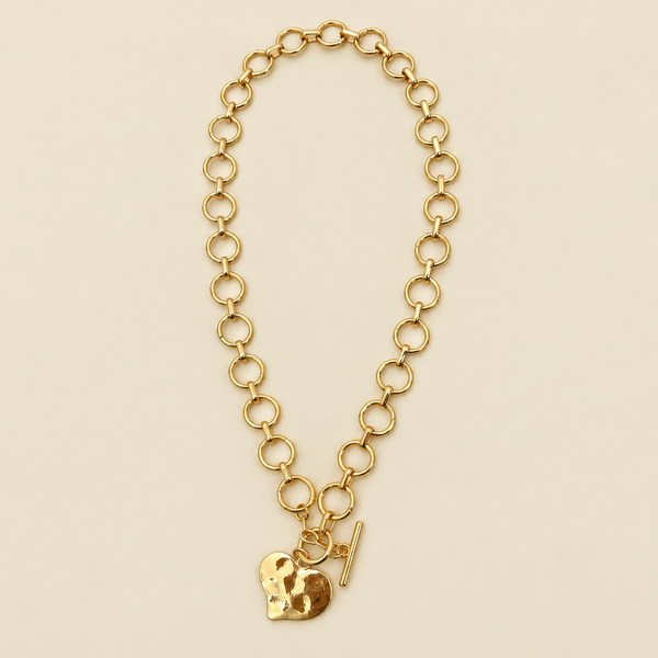 NOTABLE HAMMERED HEART FRONT TOGGLE NECKLACE | 40NK9476