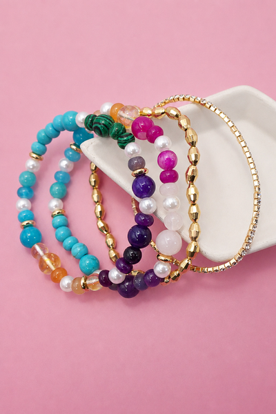 MULTI COLORED GLASS BEADED BRACELET | 40B5216