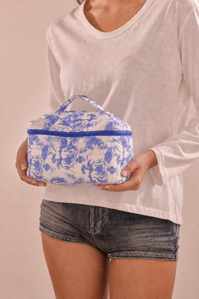 FLORAL QUILTED MAKEUP COSMETIC POUCH BAG | 40P627