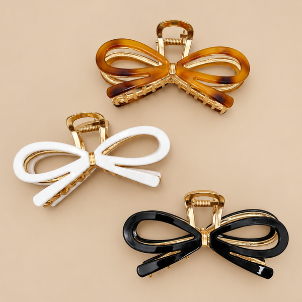 LARGE CUTE BOW RIBBON HAIR CLAW CLIPS | 40H881