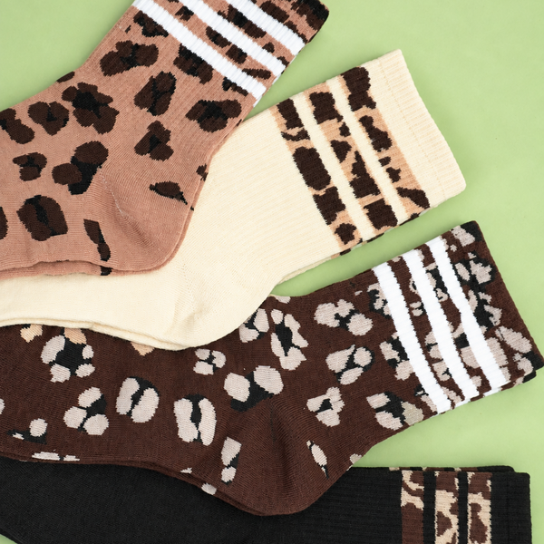 WOMAN ANIMAL LEOPARD HALF CREW THROWBACK SOCKS | 40S02071