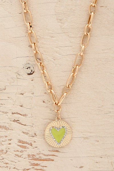 EPOXY HEART CHARM LINK NECKLACE | 31N22001