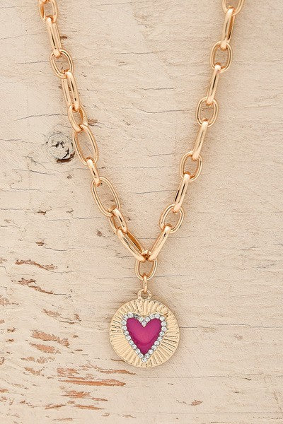EPOXY HEART CHARM LINK NECKLACE | 31N22001