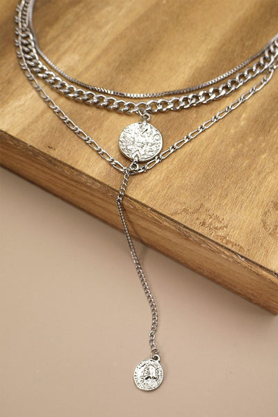 MULTI CHAIN LINK LARIAT AND COIN NECKLACE | 26N0106