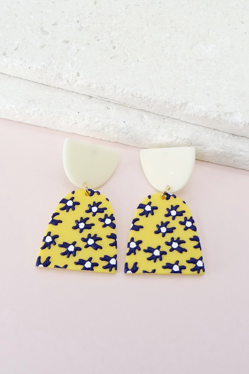 EMBOSSED PRINT COLOR BLOCK GEO DROP EARRING | 40E086