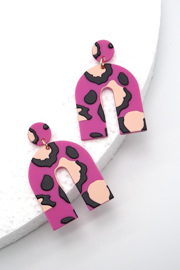 U-SHAPE ANIMAL PRINT ACRYLIC EAR | 40E024