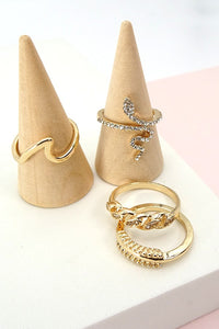 SNAKE RHINESTONE 4 RING SET | 31R21029