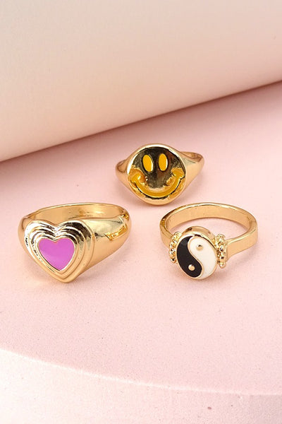 YINGYANG SMILY HEART 3 RING SET 31R21030