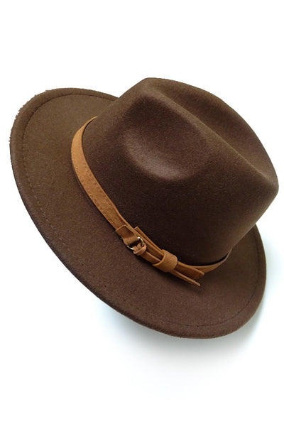 A VINTAGE CLASSIC FEDORA HAT BROWN TIE TRIM | 40HW304