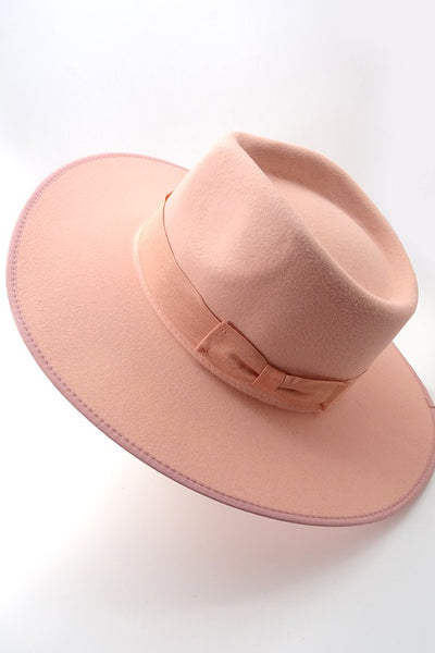 CLASSIC WIDE BRIM FEDORA HAT WITH RIBBON TRIM | 40HW305