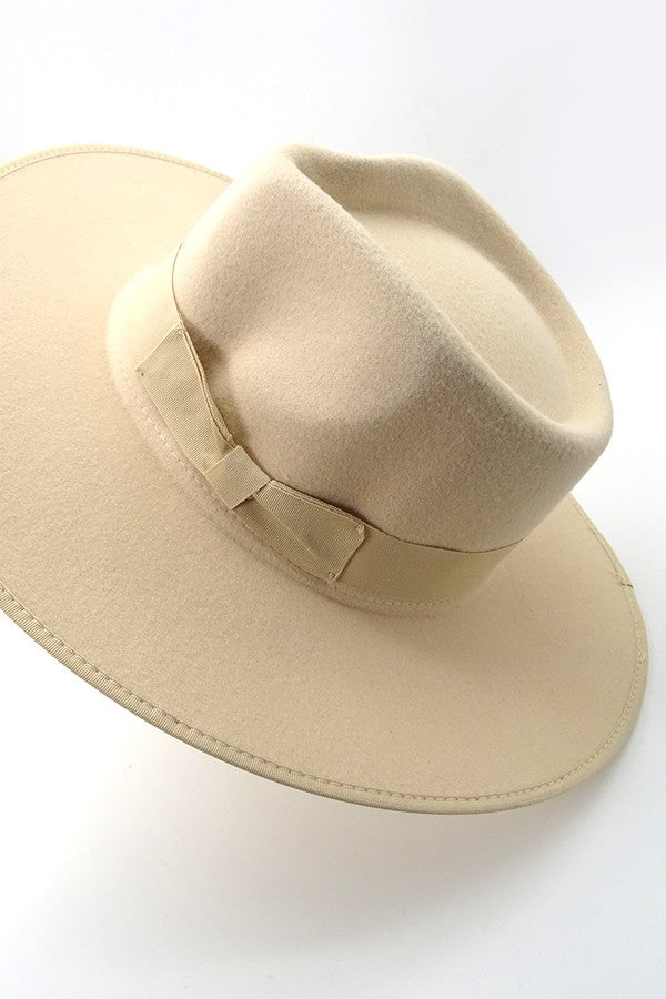 CLASSIC WIDE BRIM FEDORA HAT WITH RIBBON TRIM | 40HW305