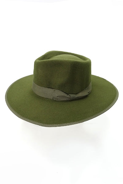 CLASSIC WIDE BRIM FEDORA HAT WITH RIBBON TRIM | 40HW305