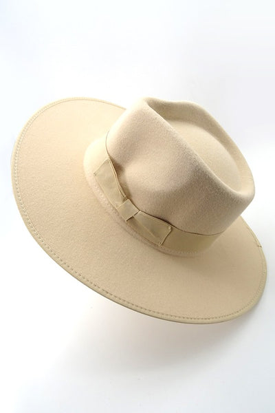 CLASSIC WIDE BRIM FEDORA HAT WITH RIBBON TRIM | 40HW305