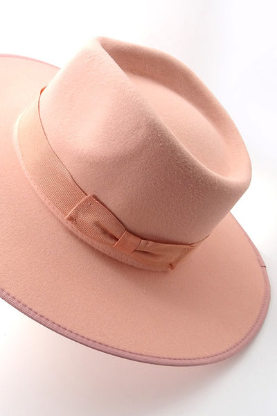 CLASSIC WIDE BRIM FEDORA HAT WITH RIBBON TRIM | 40HW305