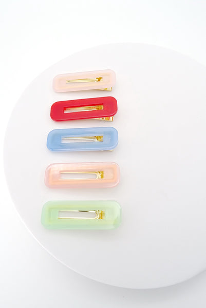 RECTANGLE LUCITE ACRYLIC HAIR CLIPS | 40H005