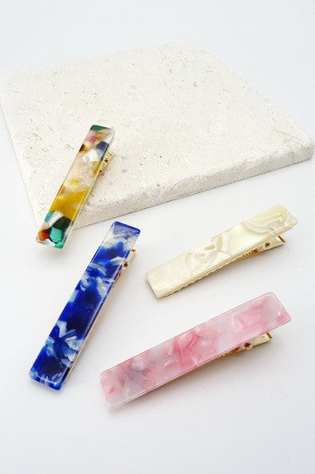 RECTANGLE CELLULOSE HAIR CLIP SET OF 2 | 40H007