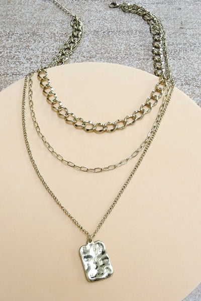 TEXTURE PENDANT LINK CHAIN LAYER NECK | 47N19367