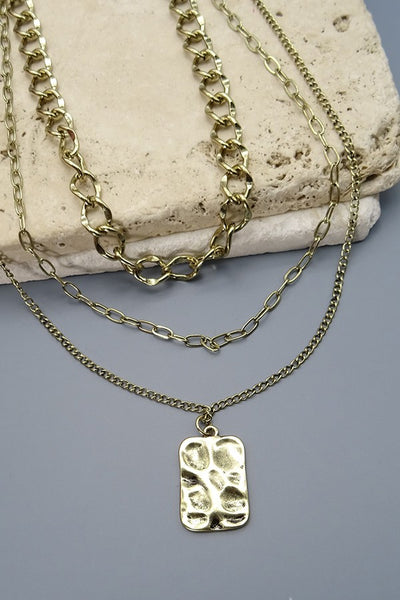 TEXTURE PENDANT LINK CHAIN LAYER NECK | 47N19367