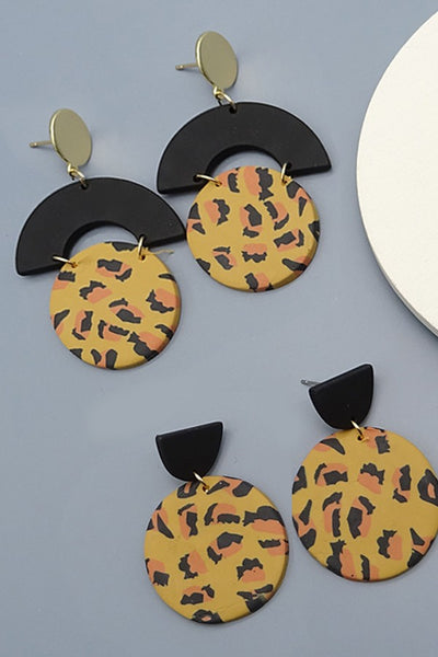 ANIMAL PRINT POLYMER CLAY DROP EARRINGS | 40E179