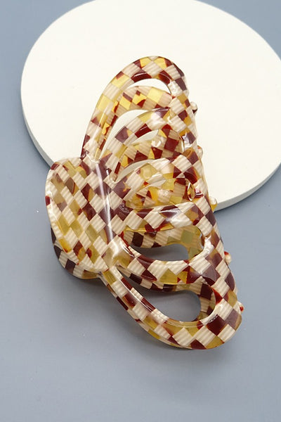 CELLULOSE CHECKERED CLAW HAIR CLIP | 40H385