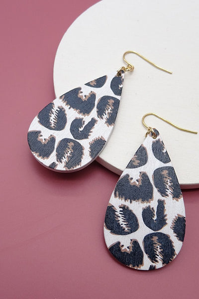 LEOPARD PRINT TEARDROP WOODEN EARRINGS | 31E21338