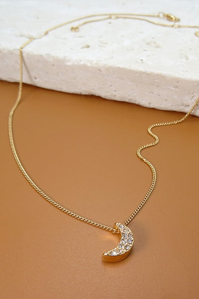 RHINESTONE MOON PENDANT NECK | 37N19390