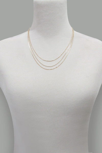 TRIPLE LAYER THIN FLAT CHAIN NECKLACE | 47N19403