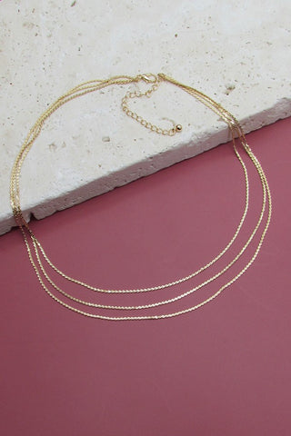 TRIPLE LAYER THIN FLAT CHAIN NECKLACE | 47N19403