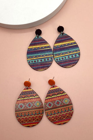 BOHO AZTEC TEARDROP WESTERN EARRINGS | 40E184