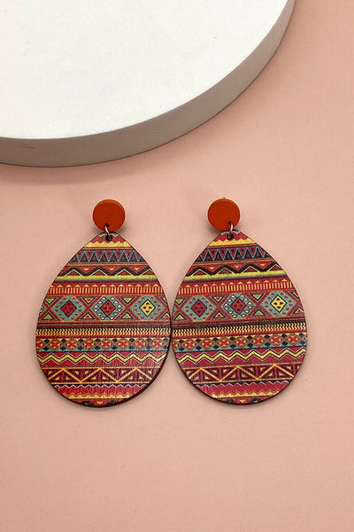 BOHO AZTEC TEARDROP WESTERN EARRINGS | 40E184