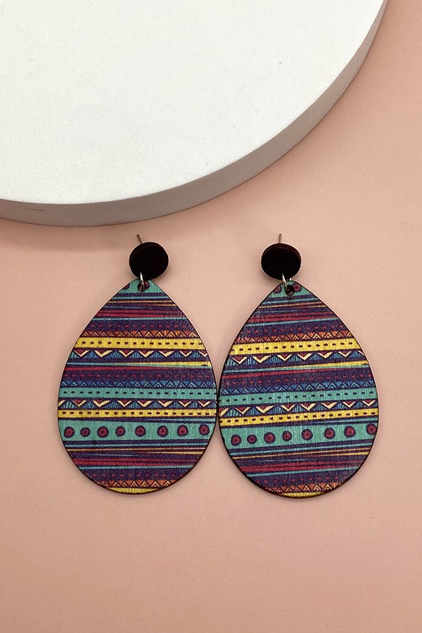 BOHO AZTEC TEARDROP WESTERN EARRINGS | 40E184