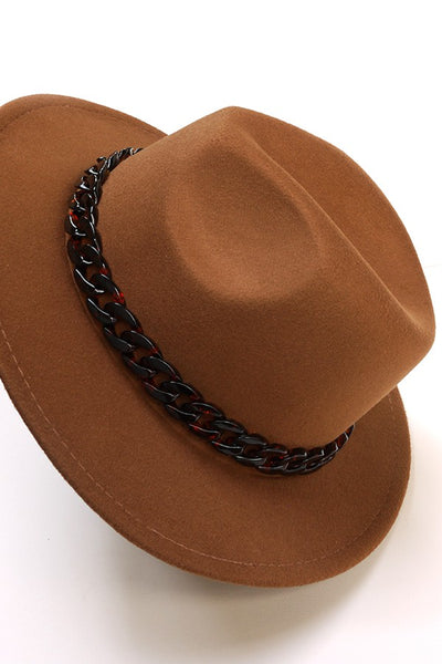 CLASSIC FEDORA HAT WITH TORTOISE CHAIN | 40HW215