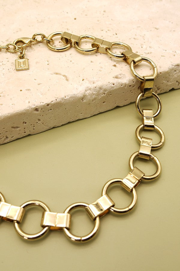 CHUNKY CIRCLE LINK  CHAIN NECKLACE | 25N244