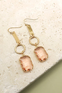 RECTANGLE GLASS STONE LINEAR DROP EARRINGS | 47E13747